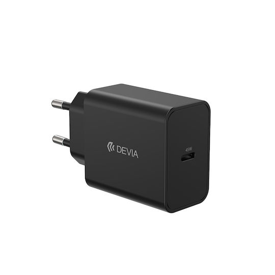 Devia Charger with USB-C Port and Cable USB-C - USB-C 45W Power Delivery Blacks (Rocket)