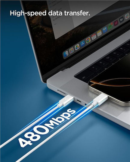 Spigen USB 2.0 Cable USB-C male - USB-A 60W PD Λευκό 1m ACA08715