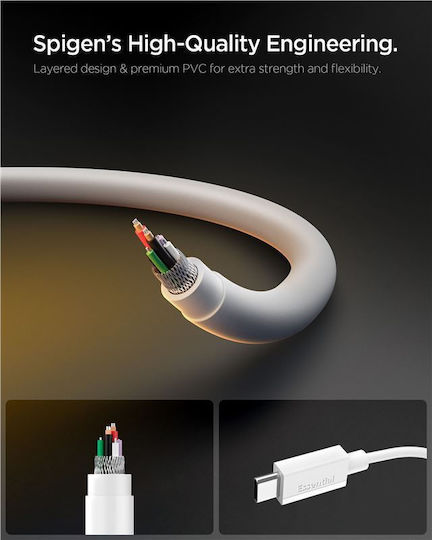Spigen USB 2.0 Cable USB-C male - USB-A 60W PD Λευκό 1m ACA08715