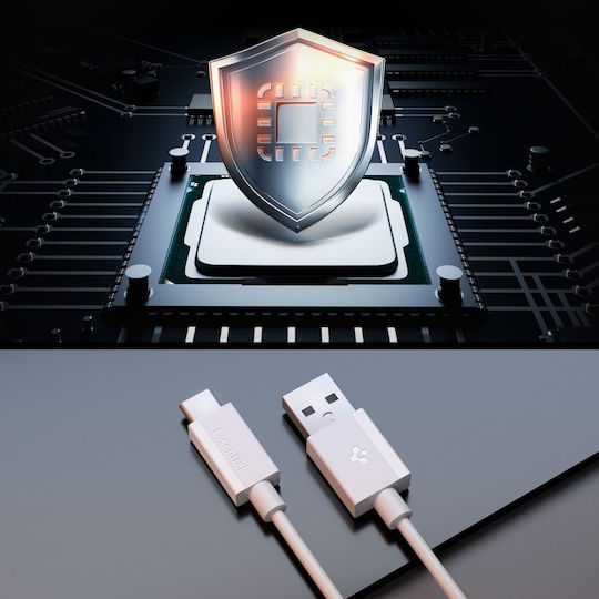Spigen USB 2.0 Cable USB-C male - USB-A 60W PD Λευκό 1m ACA08715