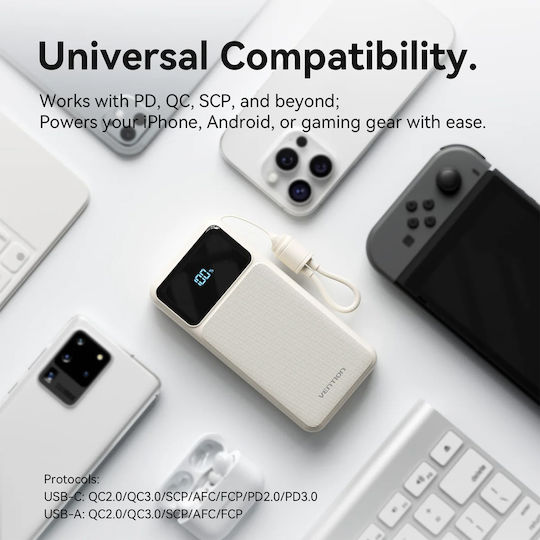 Vention XGY39 Power Bank 10000mAh 22.5W With USB-A Output Port And USB-C Output Port Power Delivery Quick Charge Blue