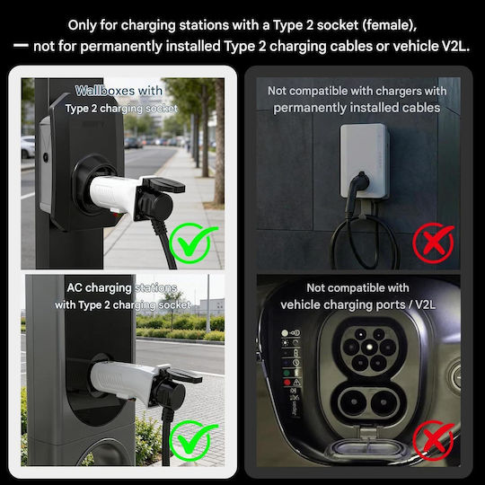 Adaptor Ev Tip 2 La Schuko Iec 62196 La Priză 230v 16a 3.68 Kw Ip44 Stații Încărcare Ev Wallbox Biciclete Electrice Trotinete