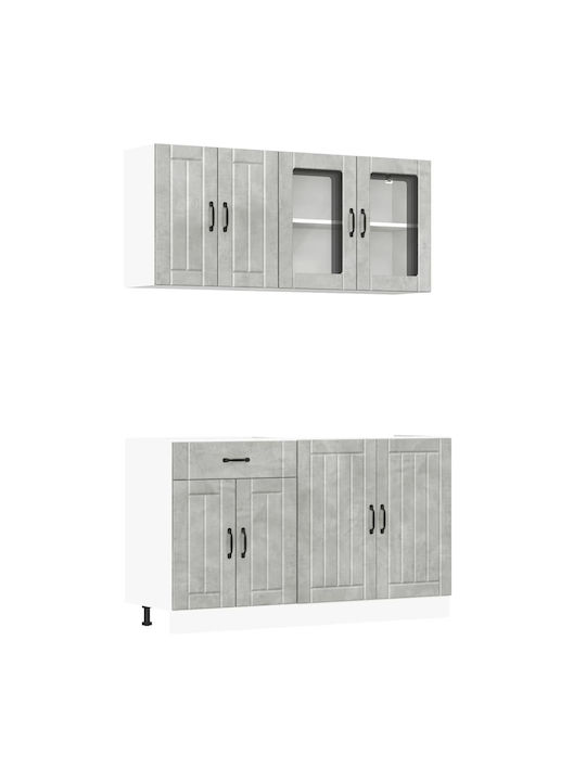Kalmar Set Dulapuri de Bucătărie Suspendate & de Podea cu Blat de Lucru Gri 140x46x140buc