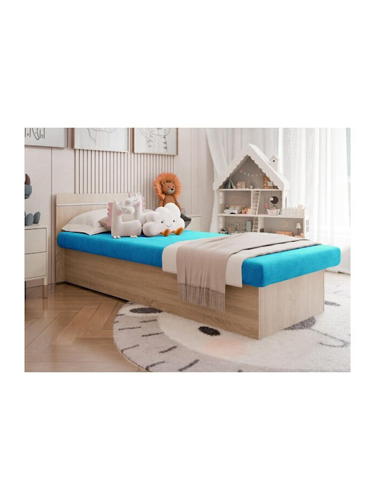 Dover 101 Bett Einzel Holz Türkis mit Matratze 80x190cm