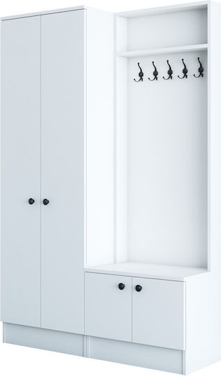 Entry Furniture with Hanger / Shoe Rack & Wardrobe White 119.6x37.3x182.8cm
