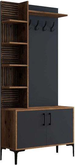 Viyana Mobilier de Intrare cu Dulap pentru Pantofi Walnut-anthracite 90x35x200cm