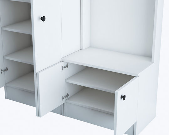 Entry Furniture with Hanger / Shoe Rack & Wardrobe White 119.6x37.3x182.8cm