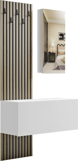 Eingangsmöbel mit Spiegel Sonoma White 100x37.1x199.5cm Eingangsmöbel mit Spiegel Sonoma White 100x37.1x199.5cm