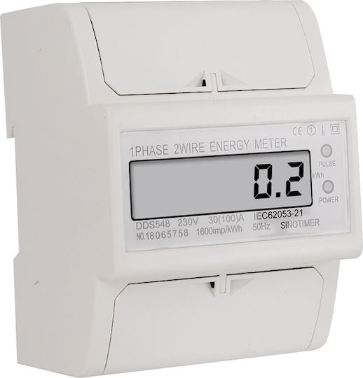 Single-phase Electric Energy Meter Sinotimer 230v Ac 50hz 30 100 A Led Digital Display Dds548