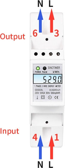 Contor Monofazat de Energie Electrică Sinotimer 230v Ac 50hz 5 80 A Afișaj Digital cu Led Iluminat Dds529l