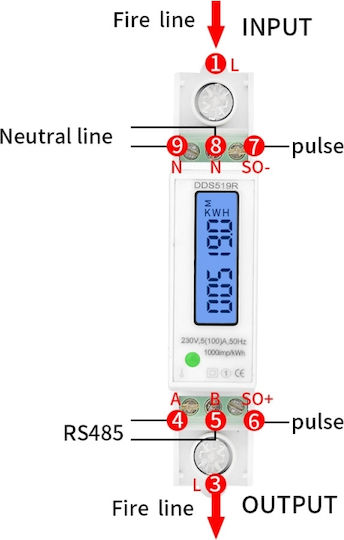 Contor Monofazat de Energie Electrică Sinotimer 230v Ac 50hz 5 100 A Afișaj Digital cu Led Iluminat Dds519r