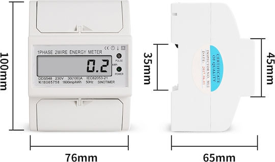 Single-phase Electric Energy Meter Sinotimer 230v Ac 50hz 30 100 A Led Digital Display Dds548