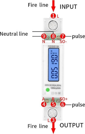 Contor Monofazat de Energie Electrică Sinotimer 230v Ac 50hz 5 100 A Afișaj Digital cu Led Iluminat Dds519l