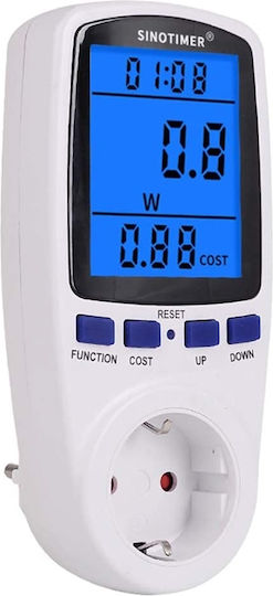 Digitales Messgerät Steckdose Sinotimer 230V 16A 3680W Anzeige mit Kwh V A Hz Dds108l
