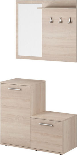 Bondi Mobilier de Intrare cu Oglindă / Cuier & Dulap pentru Pantofi Stejar natural 80x34x180buc Bondi Mobilier de Intrare cu Oglindă / Cuier & Dulap pentru Pantofi Stejar natural 80x34x180buc
