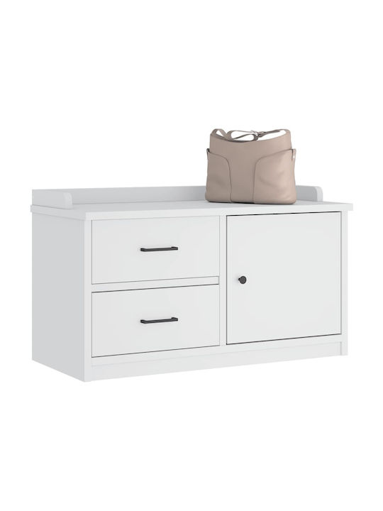 Sandens Mobilier de Intrare cu Dulap pentru Pantofi & Bancă Alb 87x40x50cm