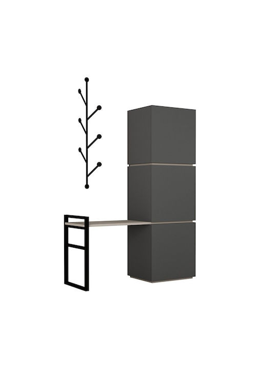 Mello Entry Furniture with Hanger / Shoe Rack & Wardrobe Charcoal 109x39x149cm