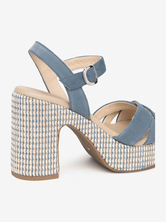 Damen Sandalen Blau Leder