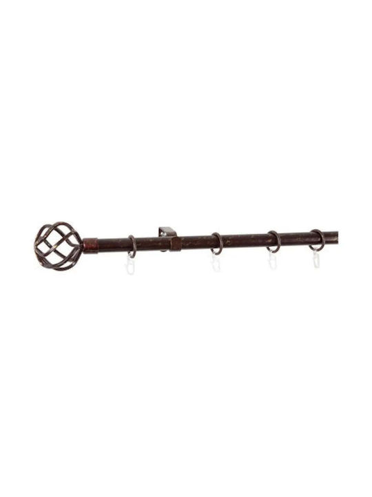 Extendable Metallic Single Curtain Pole 160-300cm Brown-Gold