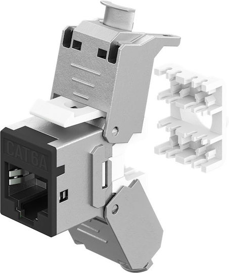 Goobay Keystone Module Rj45 77943 Cat 6a Stp Slim Toolfree Ασημί Μαύρο Dm131120
