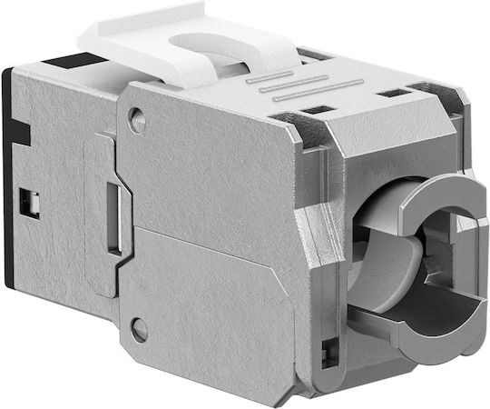 Goobay Keystone Module Rj45 77943 Cat 6a Stp Slim Toolfree Ασημί Μαύρο Dm131120