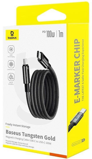 Baseus Tungsten Магнитен USB 2.0 Кабел USB-C Мъжки - USB-C 100W Черен 1m P10319805111-00