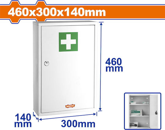 Wadfow Metal First Aid Cabinet Wall-Mounted with Lock