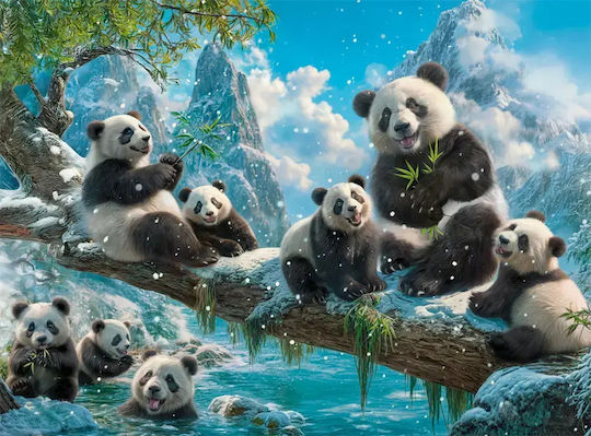 Puzzle Distracția de Iarnă a Ursulețului Panda 2D 2000 Piese