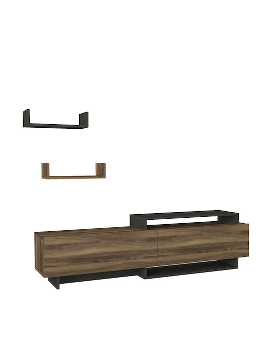 Wohnzimmer TV-Einheit Wendy Walnut / Anthracite L180xB31.4xH48.6cm