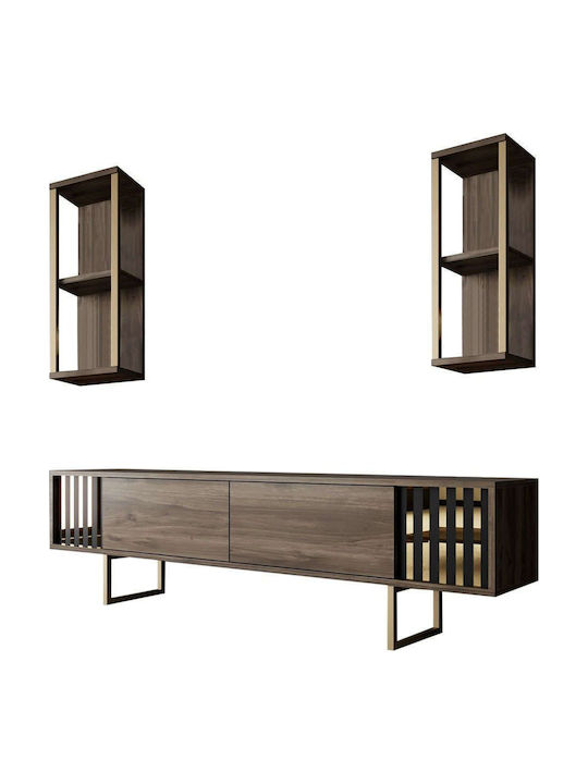 Gold Line Living Room TV Unit Walnut-black L180xW30xH48cm