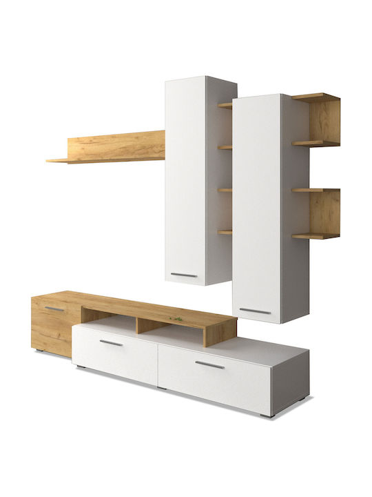 Wohnzimmer TV-Einheit Astin Golden Oak / White L203xB45.3xH180cm