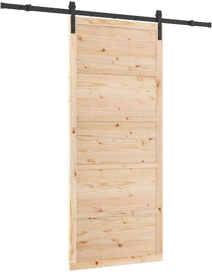 Schiebetür Natur 90 x 208 cm Massivholz Kiefer 3445639 Braun