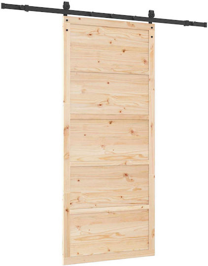 Schiebetür Natur 90 x 208 cm Massivholz Kiefer 3445639 Braun