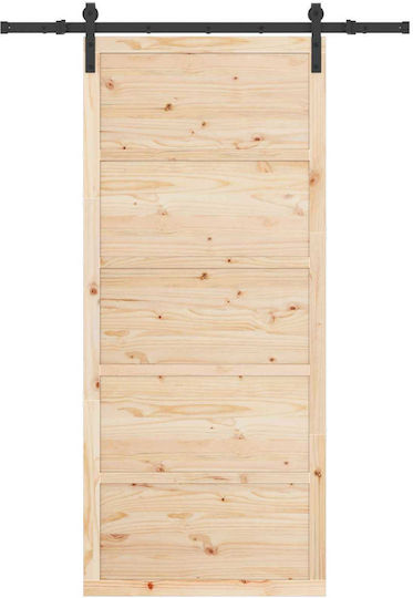 Schiebetür Natur 80 x 208 cm Massivholz Kiefer braun
