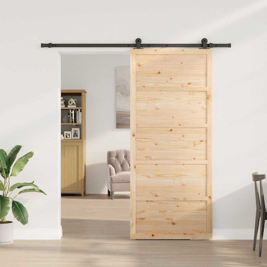 Ușă Glisantă Natural 100 X 208 Cm Lemn Masiv De Pin 3445611 Maro