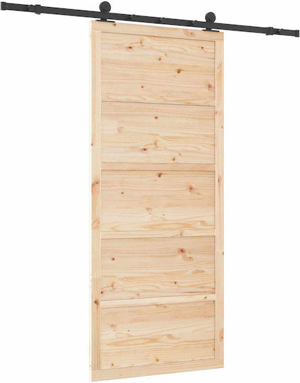Ușă Glisantă Natural 100 X 208 Cm Lemn Masiv De Pin 3445611 Maro