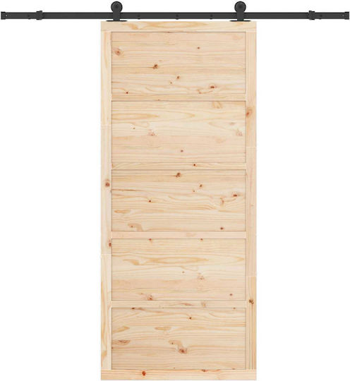 Ușă Glisantă Natural 100 X 208 Cm Lemn Masiv De Pin 3445611 Maro