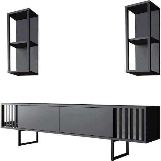 Unitate TV pentru sufragerie Chrome Line Anthracite-black L180xA30xÎ48cm