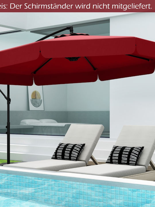 Umbrelă Profesională de Pardoseală Pătrată Metalică Roșie cu Bază de Susținere 3x3m NP12327WN