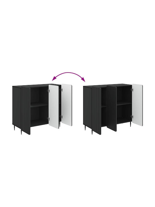 Sideboard aus Holz & Metall Schwarz 89x34,5x82cm