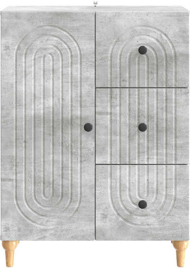 Bufet Din Lemn cu Sertare Gri Beton 66x34.5x90cm