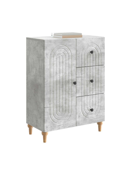 Wooden Sideboard with Drawers Concrete Gray 66x34.5x90cm