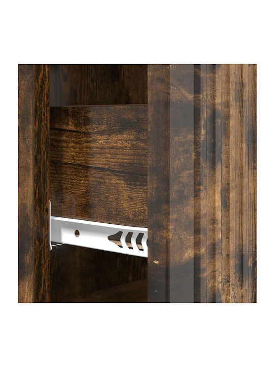 Sideboard from Wood & Metal with Drawers Smoked Oak Wood 66x34.5x90cm