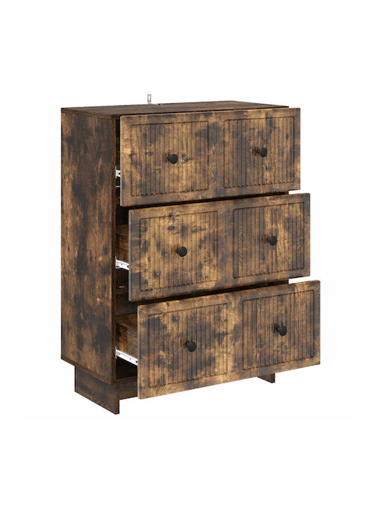Sideboard from Wood & Metal with Drawers Smoked Oak Wood 66x34.5x90cm