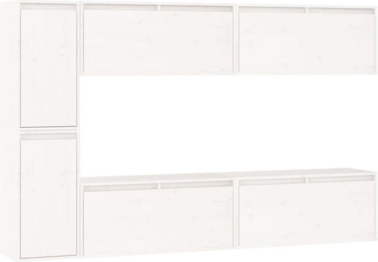Wooden Living Room TV Unit White L190xW30xH120cm