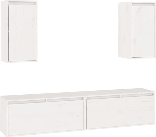 Wooden Living Room TV Unit White L160xW30xH95cm