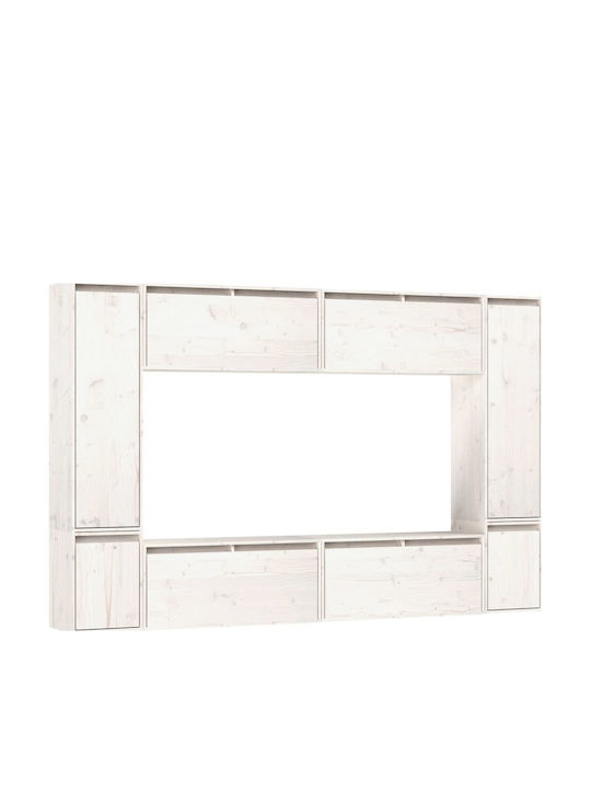 Wooden Living Room TV Unit White L220xW30xH140cm