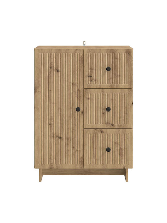 vidaXL Sideboard aus Holz & Metall mit Schubladen Eiche 66x34.5x90cm