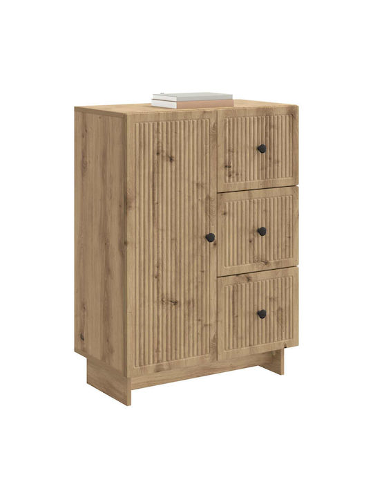 vidaXL Sideboard aus Holz & Metall mit Schubladen Eiche 66x34.5x90cm