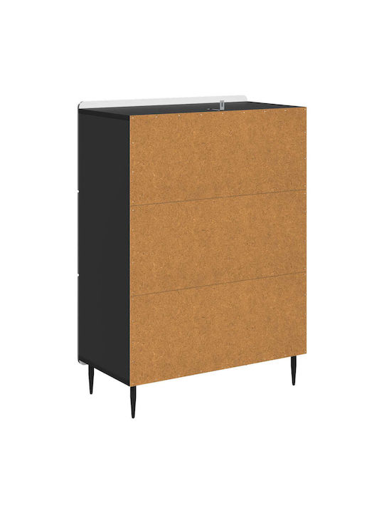 Wooden Sideboard with Drawers Black 66x34.5x92cm
